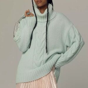 PILCRO | slouchy cable knit turtleneck sweater | size small